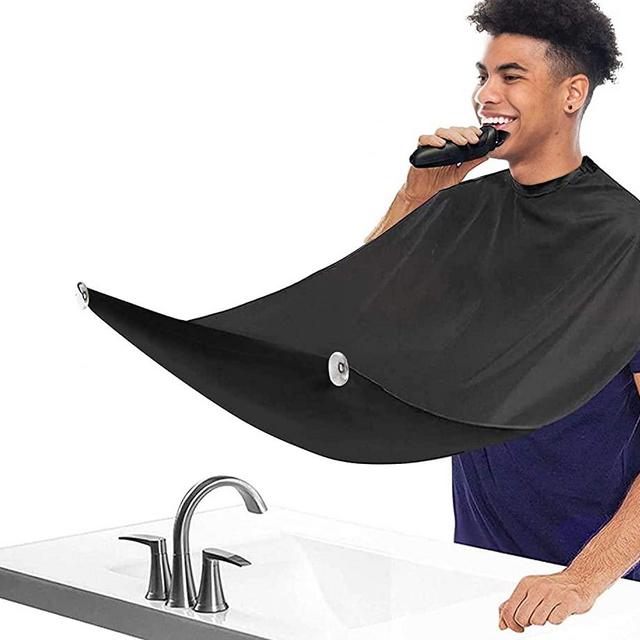 NUMHOSAI Beard Bib Beard Apron - Beard Hair Catcher, and Beard for Shaving, Beard Straightener for Men, Non-Stick Beard Shave Cape, with Strong Suction Cups, Best Gifts for Men (Black)