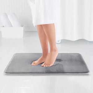 Genteele Memory Foam Bath Mat Non Slip Absorbent Super Cozy Velvet Bathroom Rug Carpet (17" X 24", Gray)