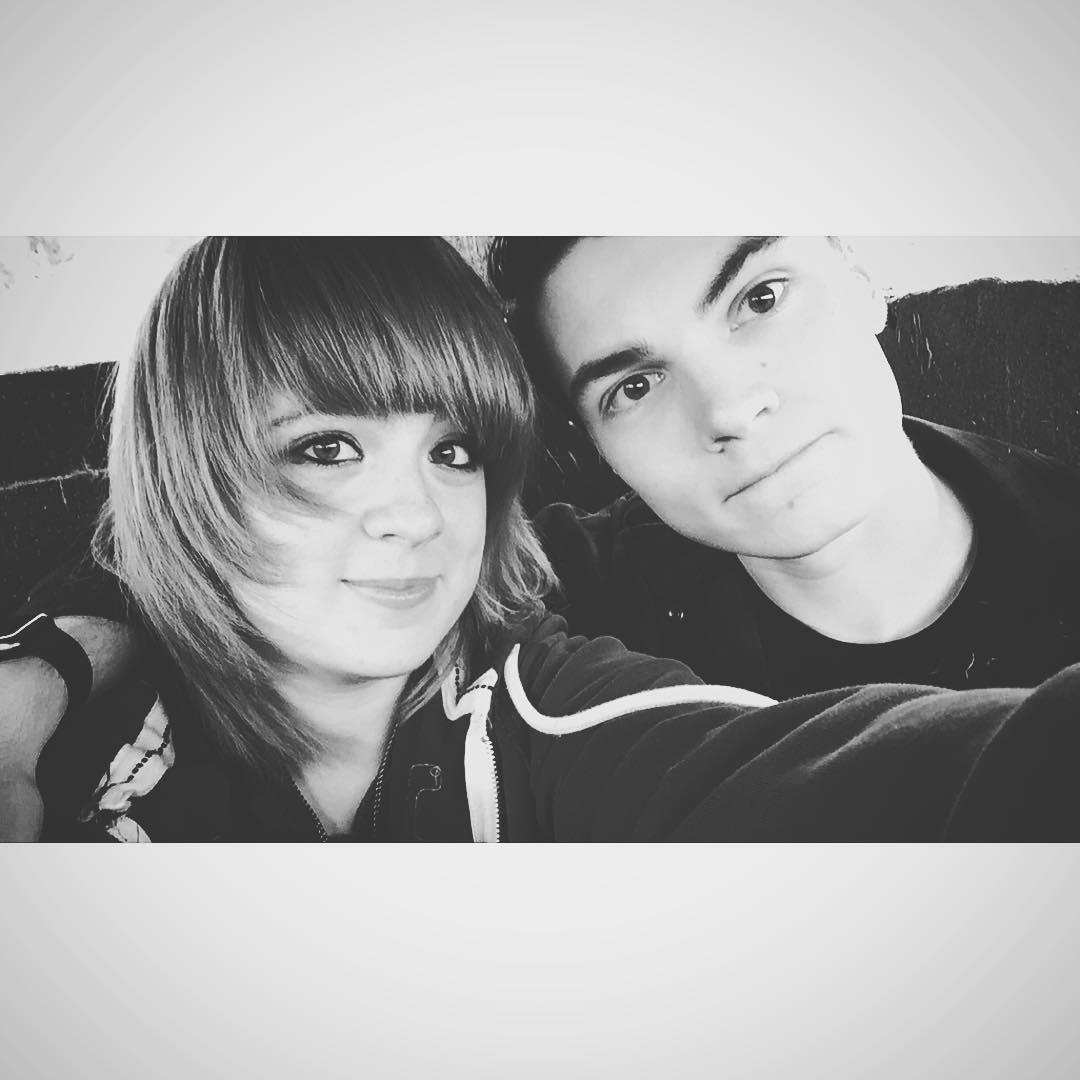The first picture we ever took. 

P.S.A.: this was taken while we were inside a drainage system at a park that we had crawled into. Why? I said I used to do it as a child, so we did it again.