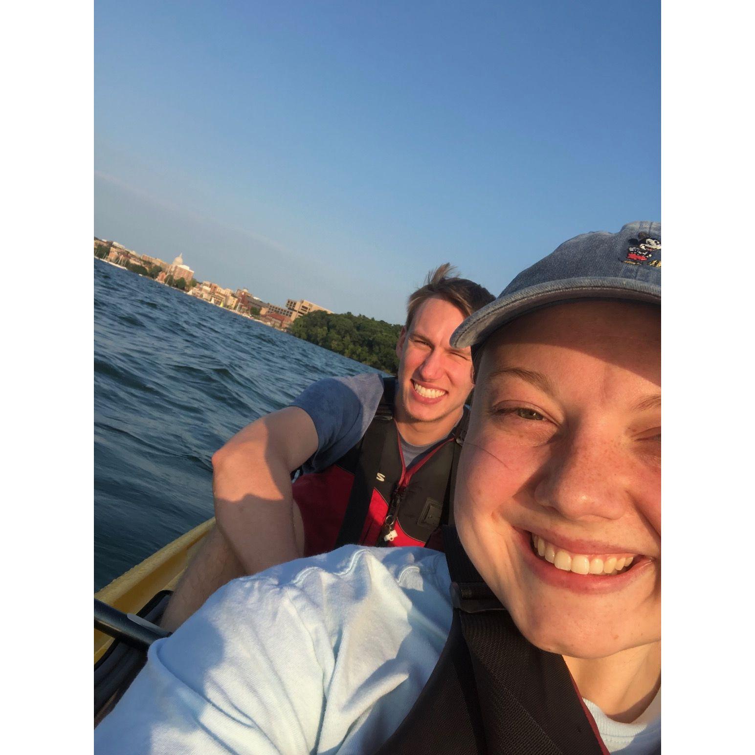 Shortly after moving to Madison, we had to give kayaking a try! While we loved doing this for the first time together, we don't recommend tandem kayaking. LOL