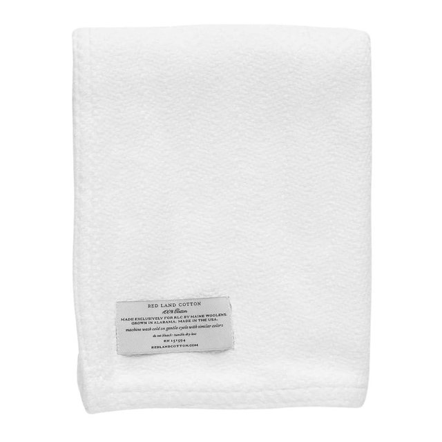 Red Land Cotton Blanket | American Grown and Made 100% Cotton | Soft Breathable Bed Blanket | Lightweight & Cozy Perfect for Layering Any Bed for All Seasons | Queen, White