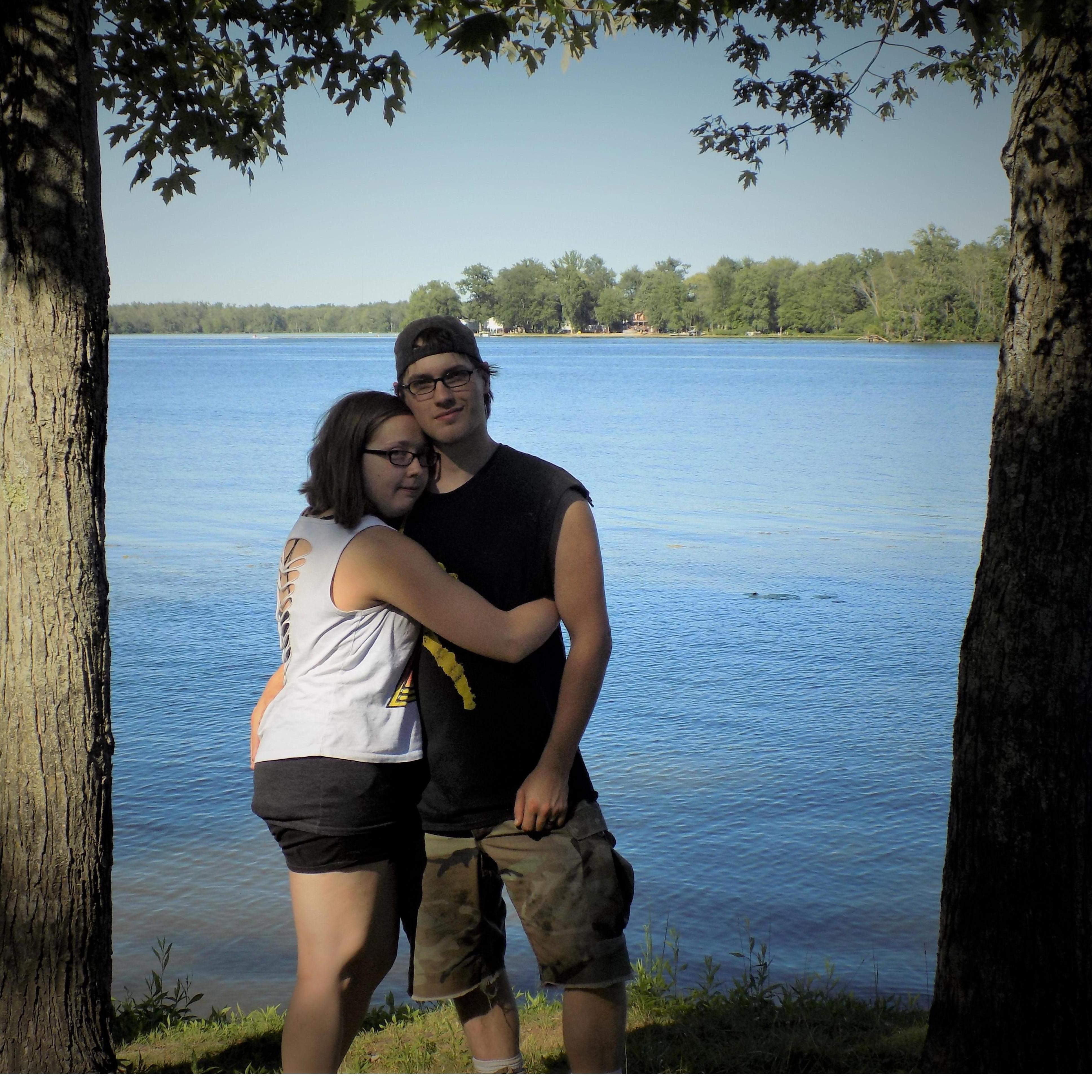 This picture was taken at thornapple lake the day we celebrated with Shania Reed, and Cameron Reed after finding out that we were gonna be hired at our new jobs at Bradford White.