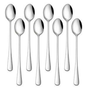 7.5 Inches Stainless Steel Iced Tea Spoons,Set Of 8 Long Stirring Spoons For Coffee,Cocktail,Ice Cream,Long Handle Iced Teaspoons,Latte Spoons For Mixing