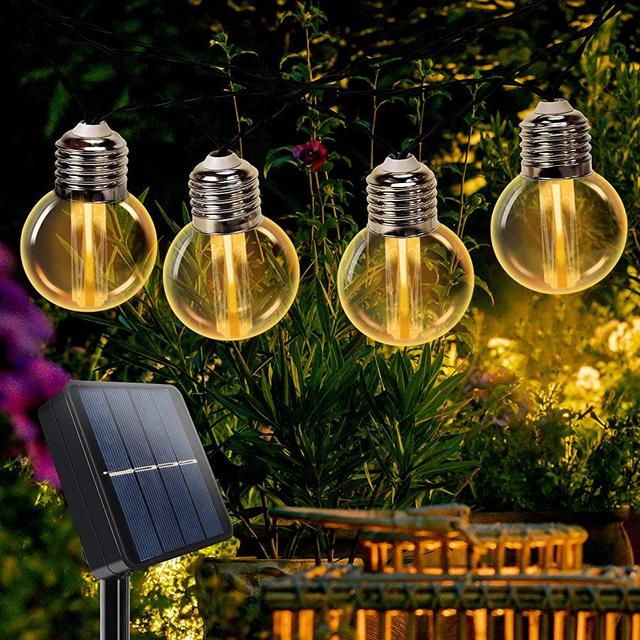 Osome Solar String Lights Outdoor 32Ft Vintage Edison Bulbs Create Bistro Ambience On Your Patio - Commercial Grade ,Shatterproof Patio Lights with 20 Dimmable Warm Yellow LED Bulbs