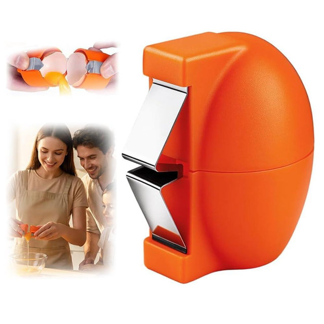 New Egg Shell Opener Egg Cracker Tool Stainless Steel, Multifunctional Egg Shell Opener for Raw Or Hard-Boiled Eggs, Kitchen Gadget for Cooking Baking (Orange Red)