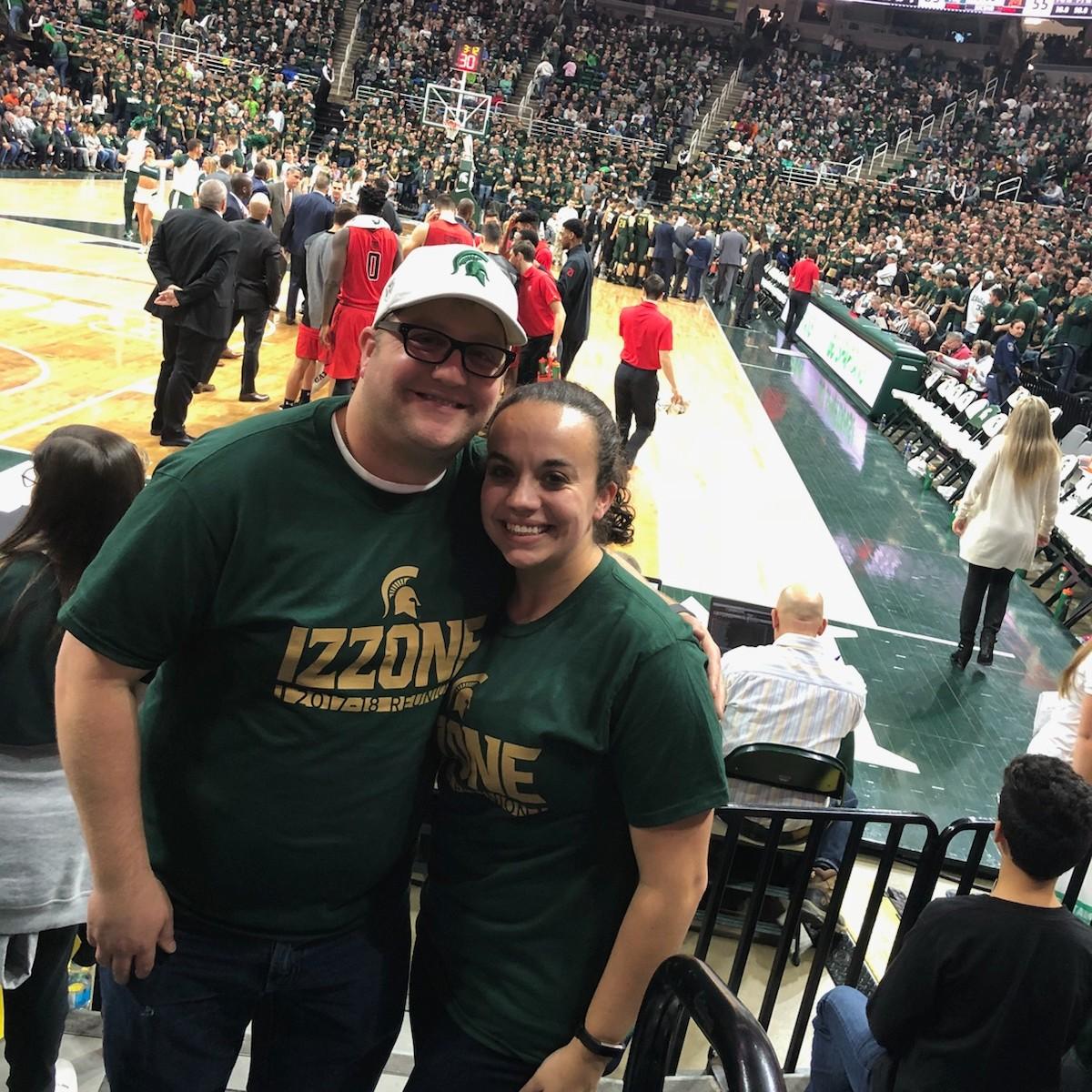 Our first MSU basketball game together, and Bobby's first time in the Izzone!