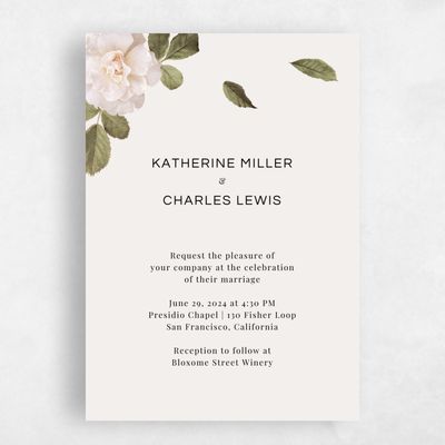 Beige Floral Wedding Invitation - Woads Classic