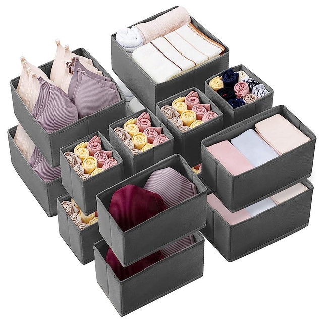 Kootek 16 Pack Drawer Organizers for Clothing, Dresser Drawer Organizer Clothes Fabric Foldable Dividers, Cabinet Closet Organizers and Storage Boxes for Baby Clothes, Underwear, Bras, Lingerie, Socks