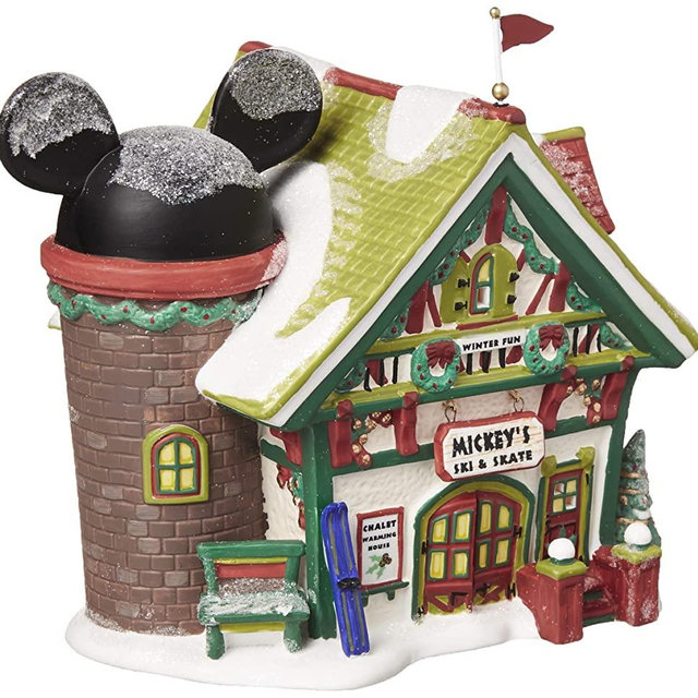 Department 56 Disney Village Mickey's Ski Chalet Lit House, 6.5 inch