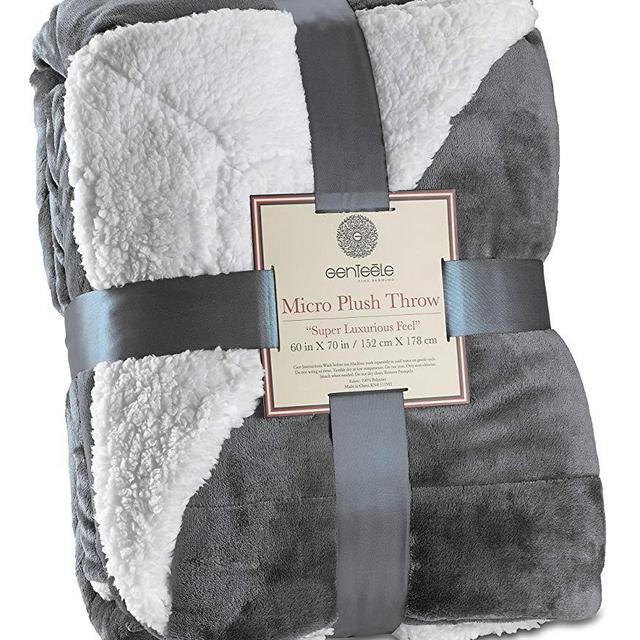 Genteele Sherpa Throw Blanket Super Soft Reversible Ultra Luxurious Plush Blanket (50 inches x 60 inches, Gray)