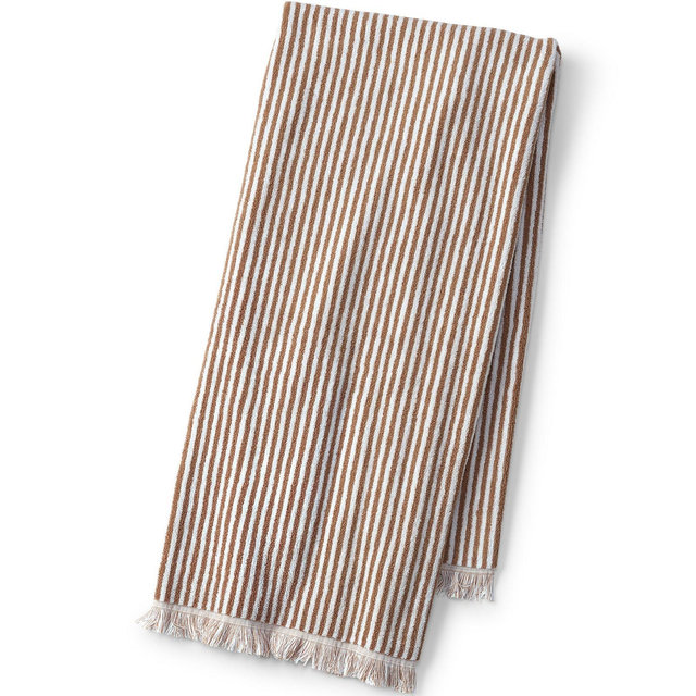 Lands' End Cotton Yarn-dyed Stripe Bath Towel - Bath Towel - Dark Jute Brown Stripe
