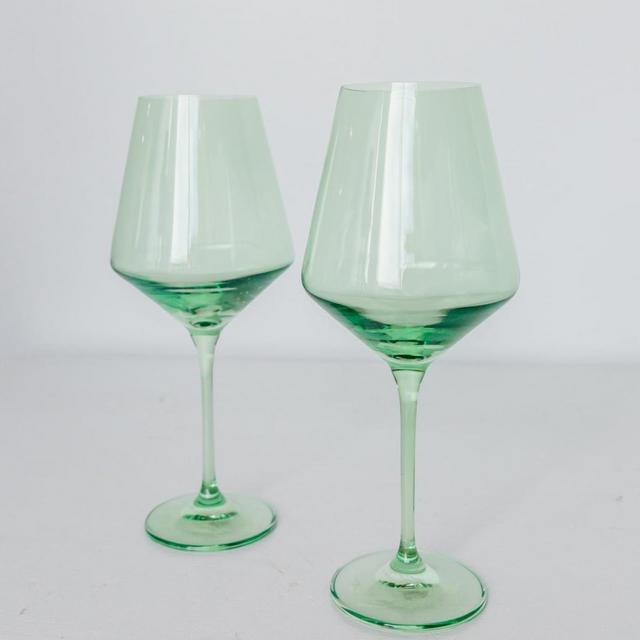 Estelle Colored Glass Stemware ~ Stemmed Wine Glass- Mint Green