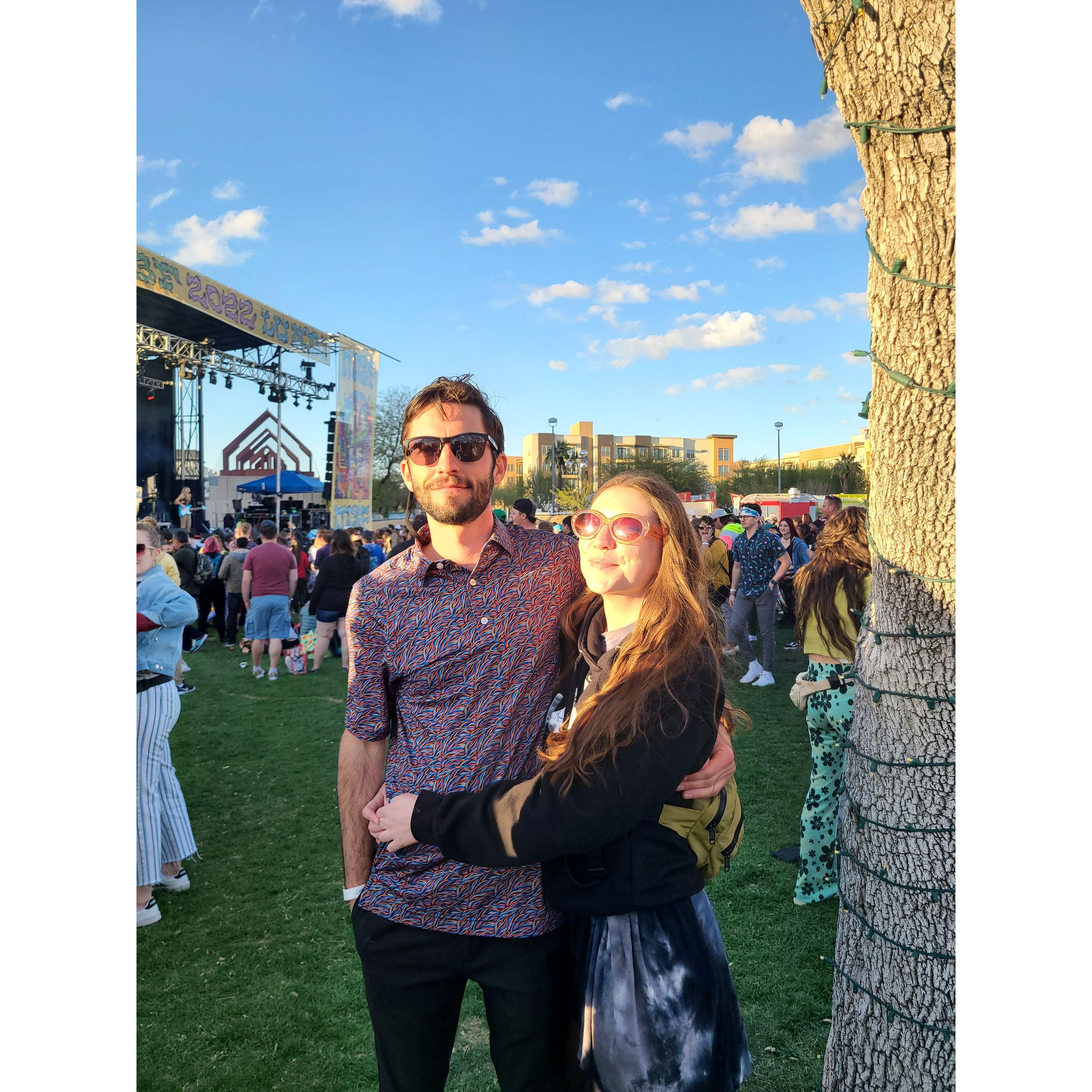 Sunset at our favorite concert, McDowell Mountain Music Festival