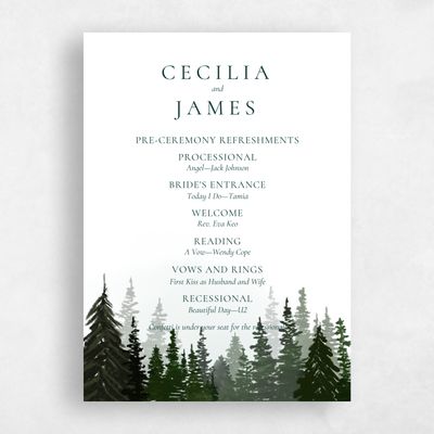 Dark Forest, Green Wedding Program - Bridlewood