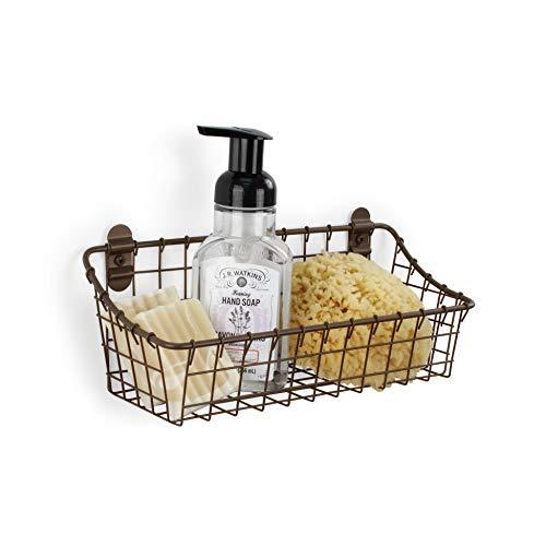 Spectrum Diversified Vintage Wall Storage Basket Cabinet Kitchen & Pantry Organizer Mounted Bin, Small, Bronze