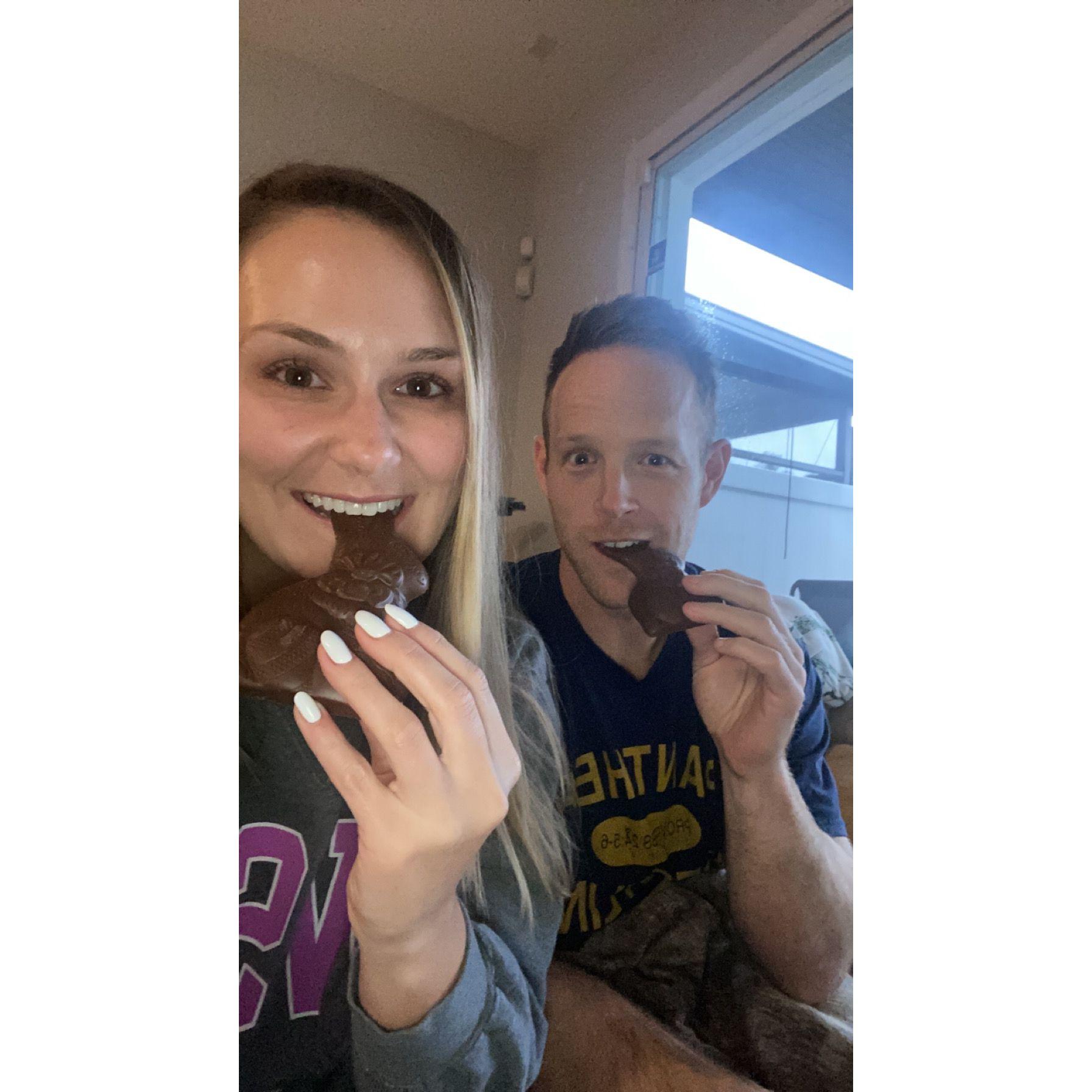 Easter - and the Way family tradition is to eat the ears off the chocolate bunny first!