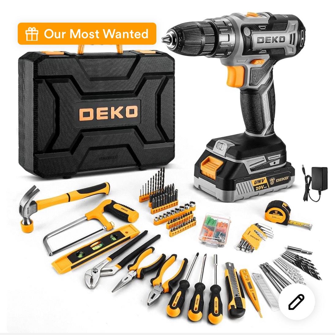 Cordless Drill Tool Kit Set: 20V Power Drill Tool Box with Battery Electric Drill Driver for Men Home Hand Repair Basic Toolbox Tools Sets Drills Case