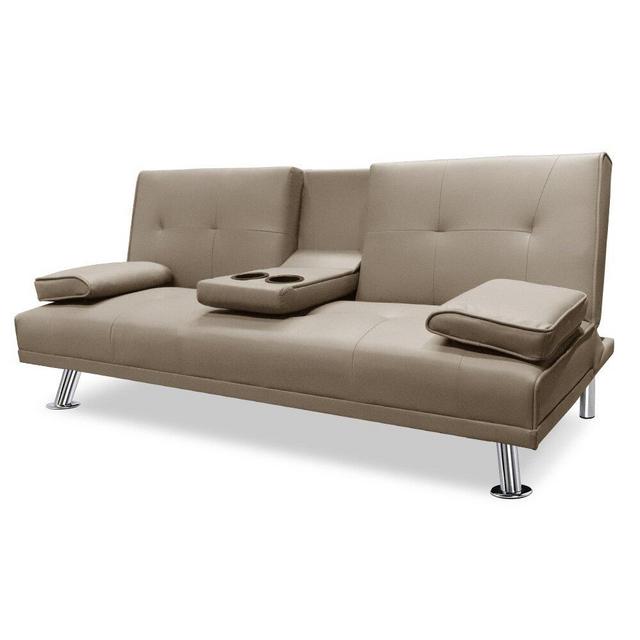 Adalisa 66.2" Wide Faux Leather Pillow Top Arm Convertible Sofa