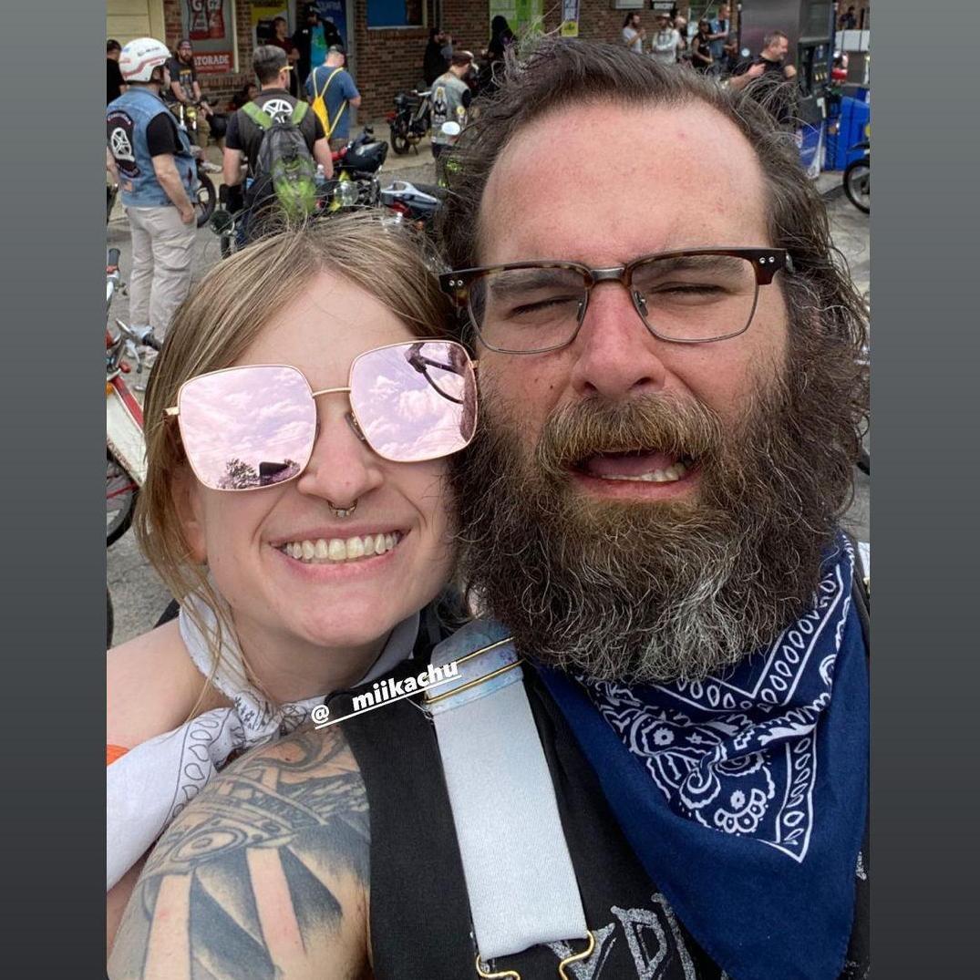 Our first moped rally together, somewhere outside Nashville.
