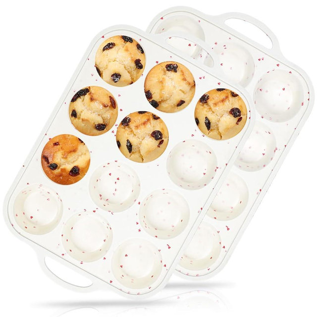 Amorpelos 12-Cup Regular Size NonStick Silicone Muffin Pan for Baking with Metal Reinforced Frame BPA Free Silicone Cupcake Pan for Oven Dishwasher Safe