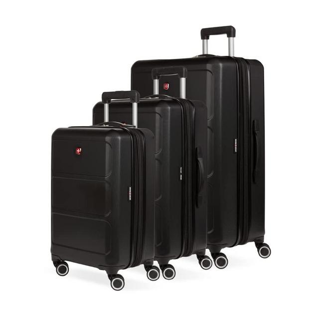 SwissGear 8090 Hardside Expandable Luggage with Spinner Wheels, Black, 3-Piece Set (20/24/28)