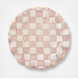 Rosy Check Ceramic Fluted Dinner Plate