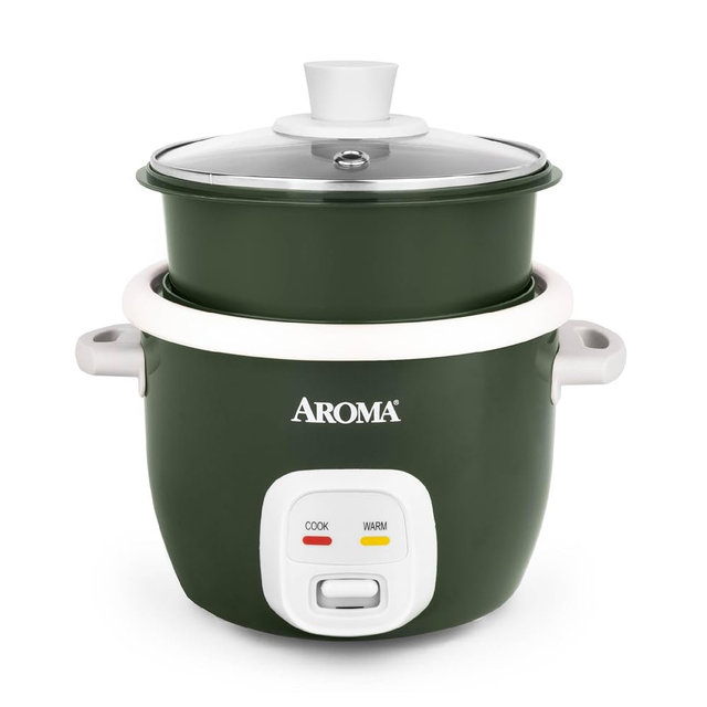 AROMA® CoreCoat Rice Cooker with Pop-Up Food Steaming Basket (4 Cups Cooked, 2 Cups Uncooked)