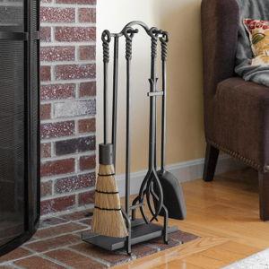 26 1/2"h Gretel Inline Wrought Iron Fireplace or Stove Tool Set -rope Handles - Etsy