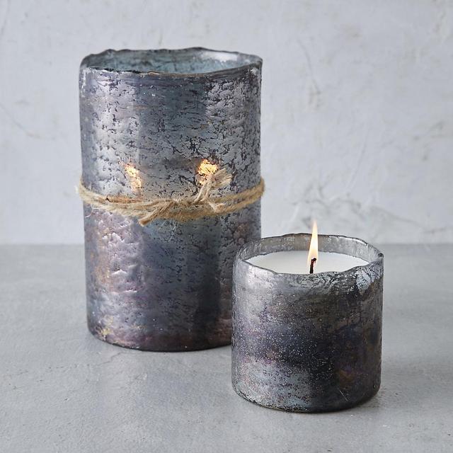 Textured Glass Candle, Tobacco Bark Large