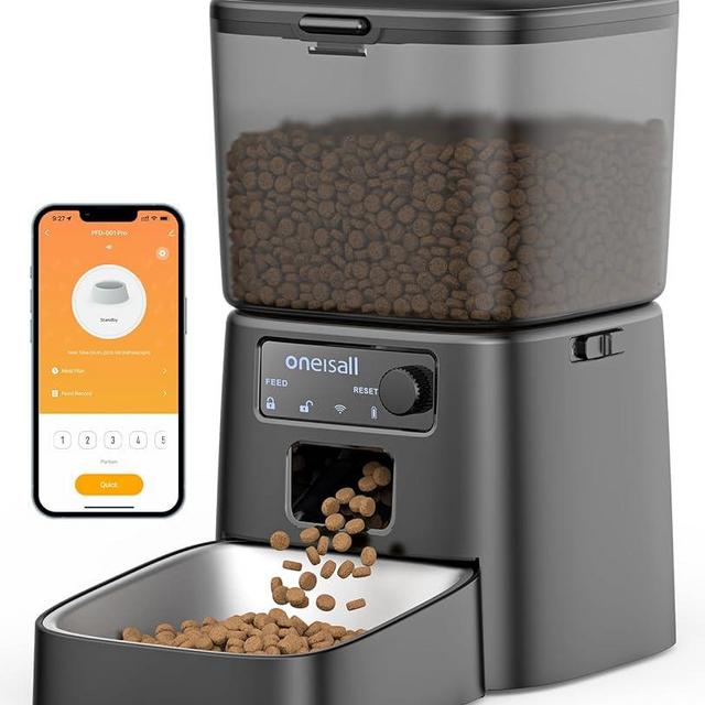 oneisall Automatic Cat Feeder, WiFi Cat Food Dispenser with App Control, Auto Cats Feeder Automatic for Dry Food, Smart Pet Food Dispenser with Portion Control for Small Pets Indoor