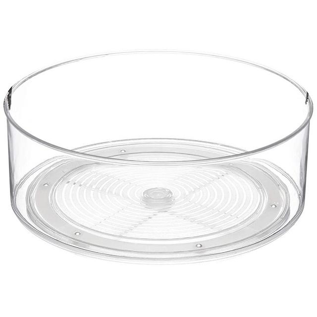 Home Intuition Round Plastic Lazy Susan Turntable Food Storage Container for Kitchen