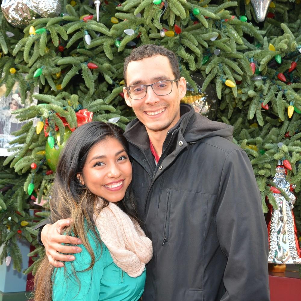 A holiday picture at Disneyland on Main Street