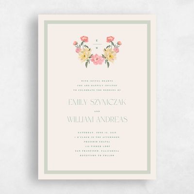 Grassy Sage, Green Wedding Invitation - Ashling Classic