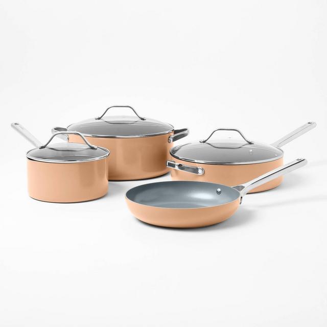 7pc Nonstick Ceramic Coated Aluminum Cookware Set Terracotta Orange - Figmint™