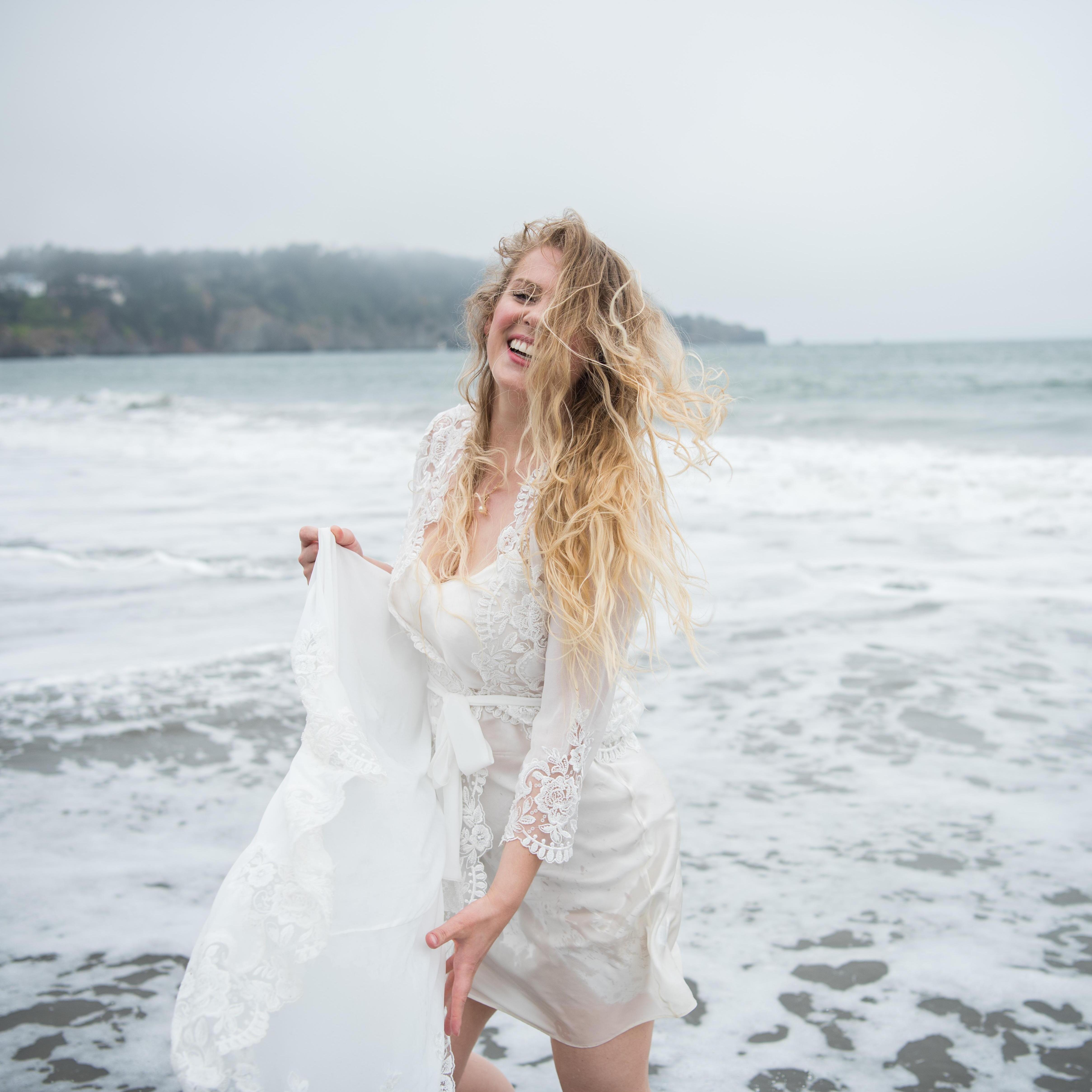 Bride dealing with her veil
