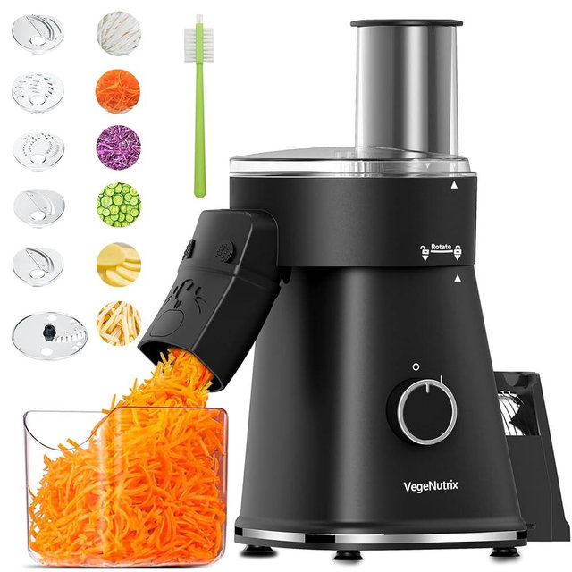 Electric Cheese Grater Salad Shooter, 6-In-1 Electric Slicer For Home Kitchen,One-Touch Easy Control,With Safety Push Bar Cheese Grater Electric For Zucchini,Cheese,Vegetable