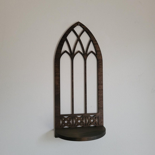 Gothic Window Shelf- Unique Cathedral Wood Shelves for Plants, Candles, and Treasures- Ideal Home Decor Gift