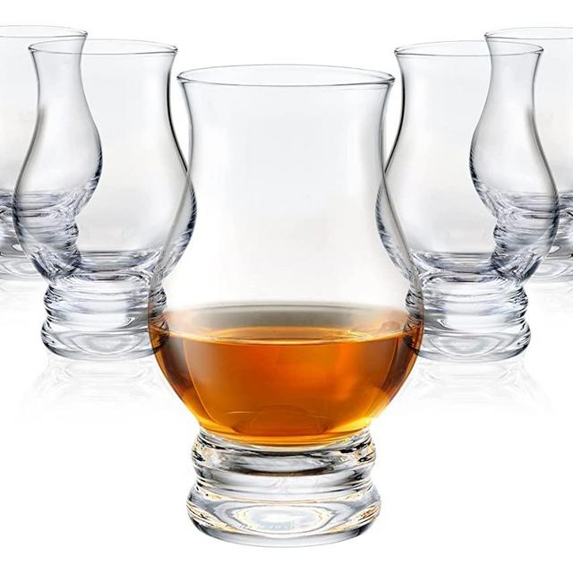 Whiskey glasses Set of 6 - Clear Shot Glasses Bar Set - Old Fashioned Drinking Glasses Gift Set - Brandy Snifter Whisky Glass for Liquor, Scotch, Bourbon, Tequila, Gin, Tonic, Cognac, Vodka, Cocktail