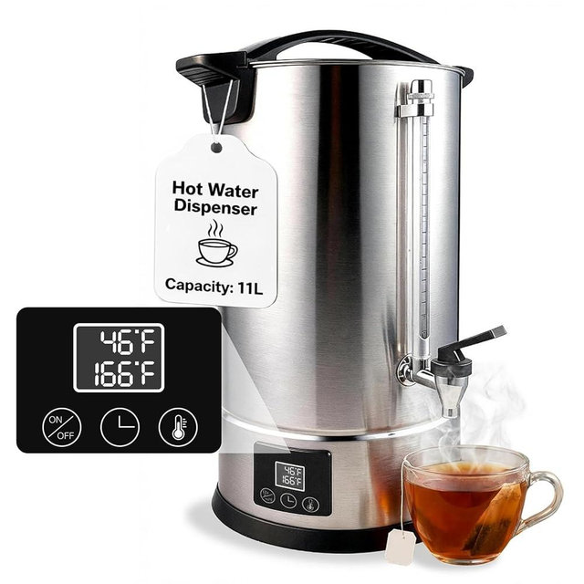 GKFF Hot Water Dispenser, 11L(45 Cups) Hot Water Boiler Urn, 304 Stainless Steel Electric Water Boiler, Digital Temperature Control, Keep Warm, Boil-Dry Protection, for Tea, Coffee & Baby Formula