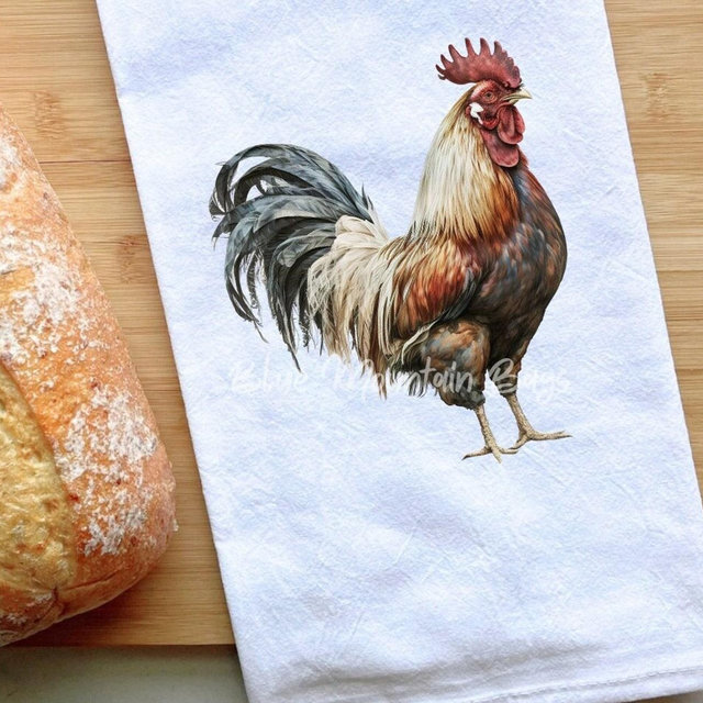 Rooster Kitchen tea towel - Modern Farmhouse, Rustic, Christmas Gift, housewarming gift, cotton flour sack, hostess gift, country kitchen