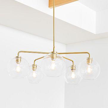 Sculptural Glass 5-Light Globe Chandelier (37"–39")