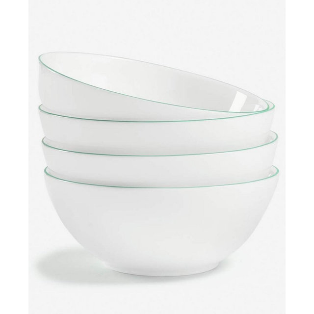 Arch Studio Opal Glass Mint Rim Cereal Bowls, Set of 4