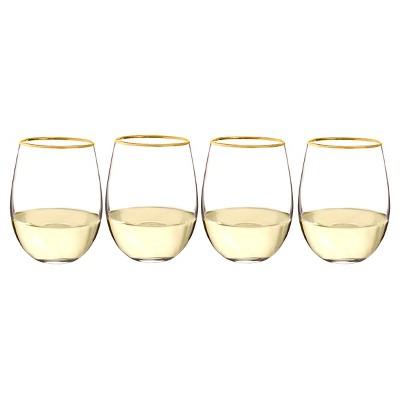 Cathy's Concepts 19.25oz Gold Rim Stemless Wine Glasses - Set of 4