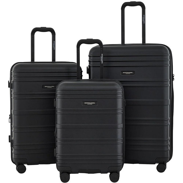 Scotch & Soda Rotterdam Expandable Hardside Luggage, Black, 3 Piece Set
