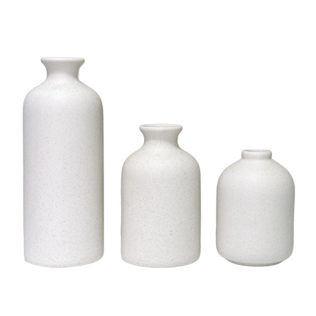 Veklray Small Ceramic Vase Set of 3, Boho Home Decor Vases for Dried Flowers,Farmhouse,Shelf,Bathroom,Centerpiece for Entryway Table Decoration Gifts