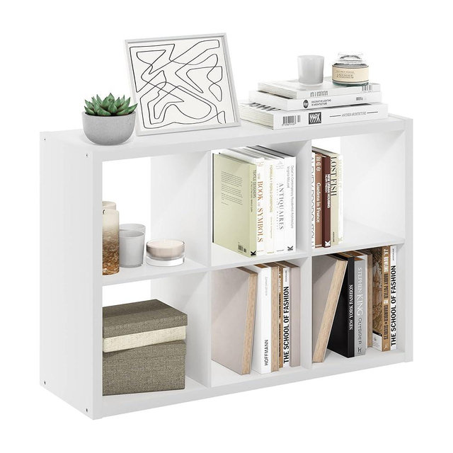 Furinno Cubicle Open Back Decorative Cube Storage Organizer, 6-Cube, White