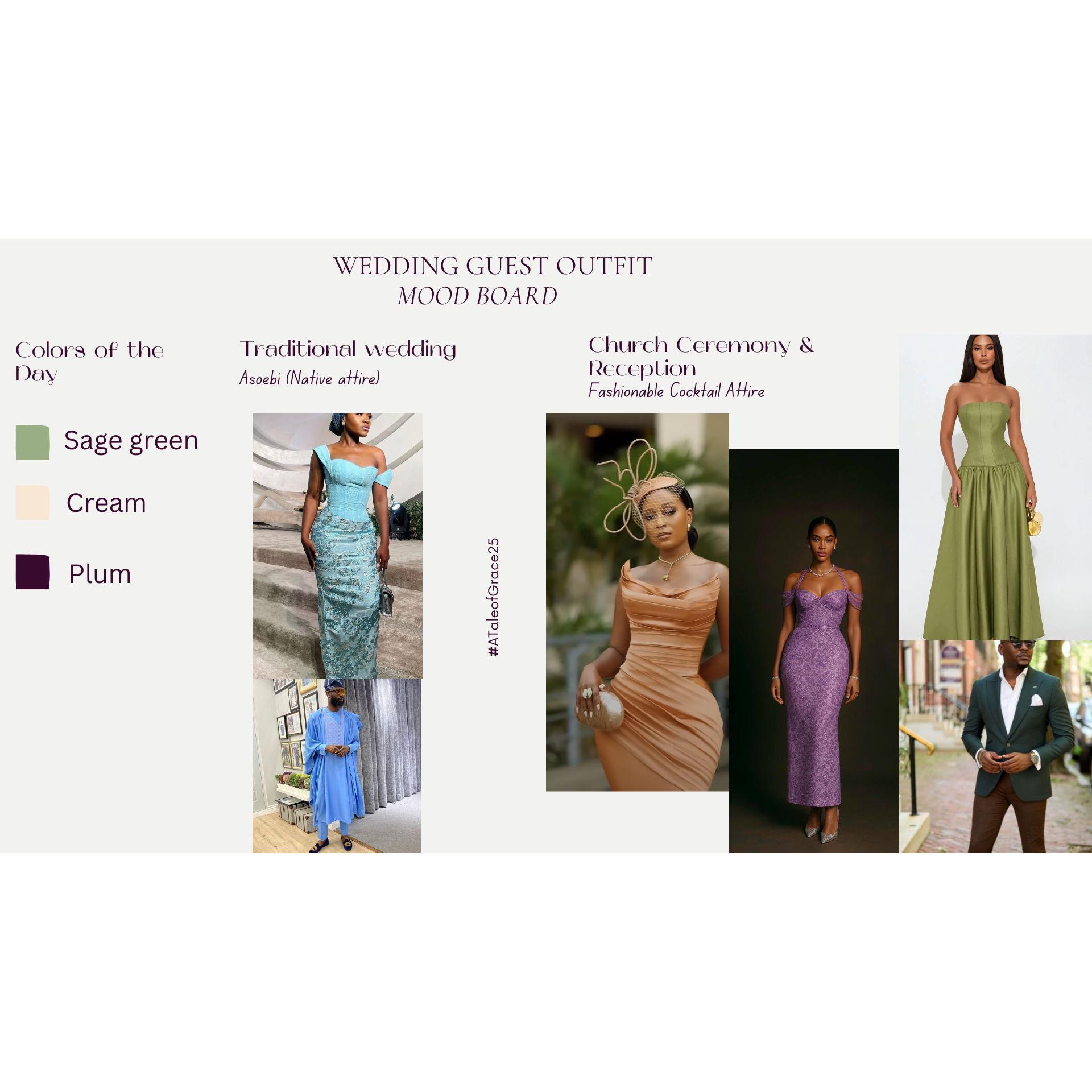 Wedding Colors  of the Day & Guest Outfit Mood Board/Inspiration