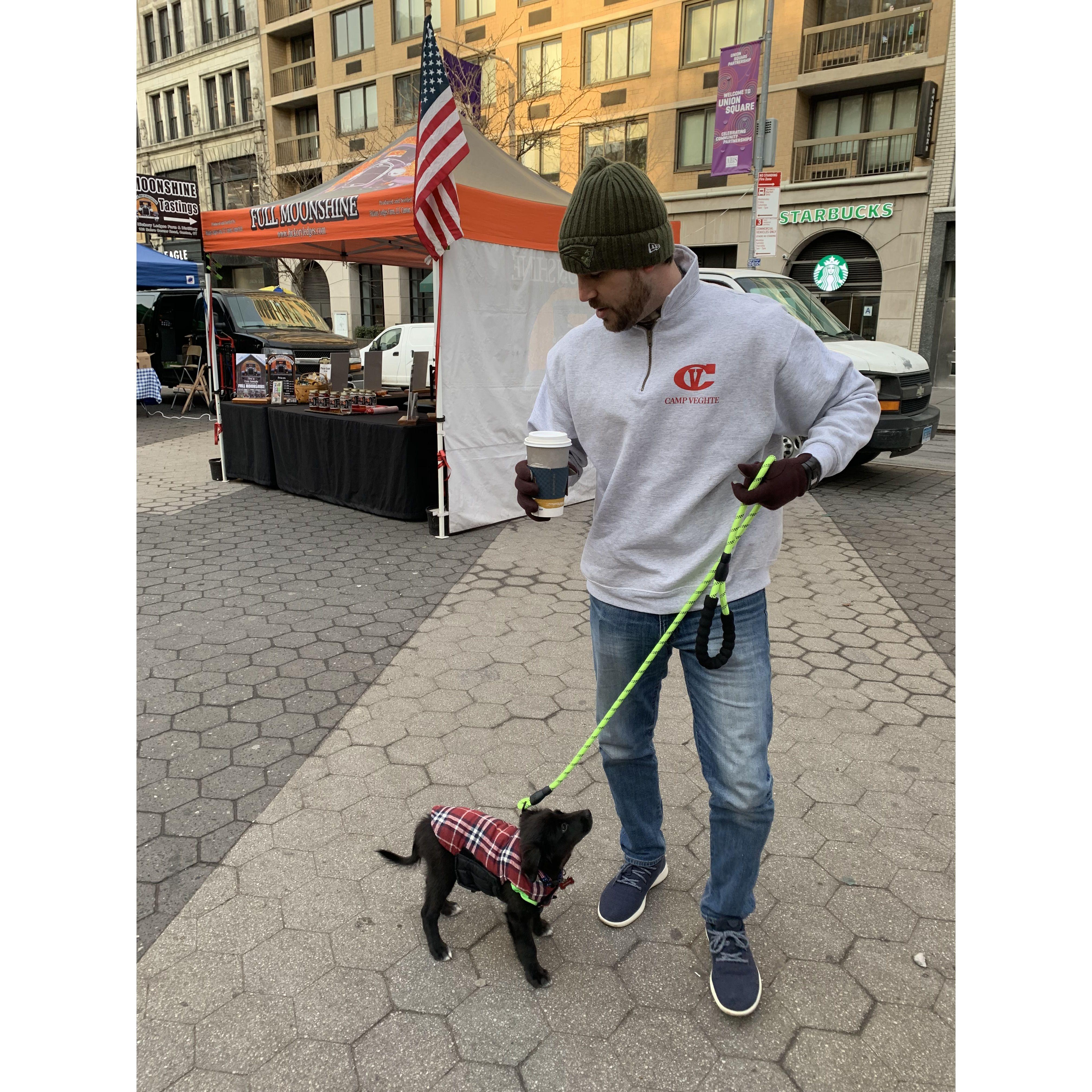 Our first Union Square Farmer's Market visit with Jackson