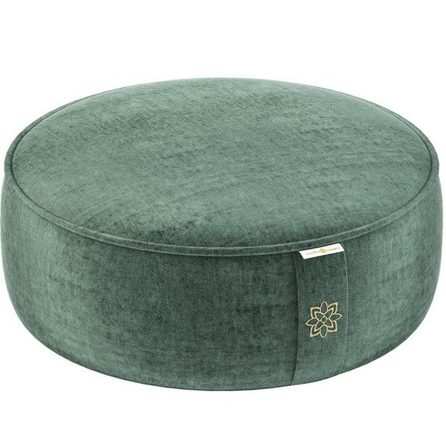 Mindful and Modern Velvet Meditation Cushion - Luxury Zafu Floor Pillow for Yoga - Large Buckwheat Meditation Pillow with Luxe Removable Cover in Six Colors