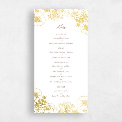 White Wedding Menu - Anemone Foil